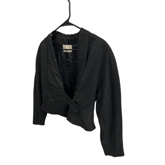 Vintage Resnicks Black Wool Cropped Jacket Decorative Button Detailing - Picture 3 of 8